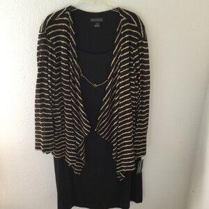 Jessica Howard NWT Black & Tan Jacket Dress With Attached Necklace Wedding W24